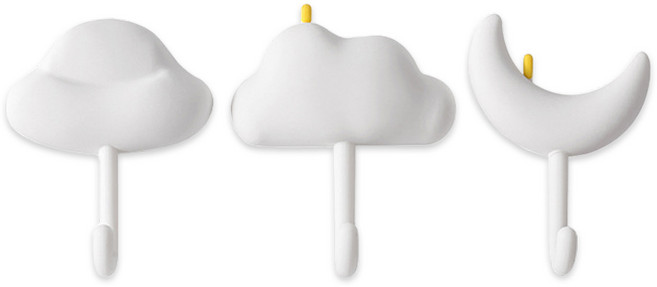 한봄누리 접착식 강력 후크 걸이 현관 주방 욕실 다용도 벽걸이 3종 세트, 화이트, 1세트