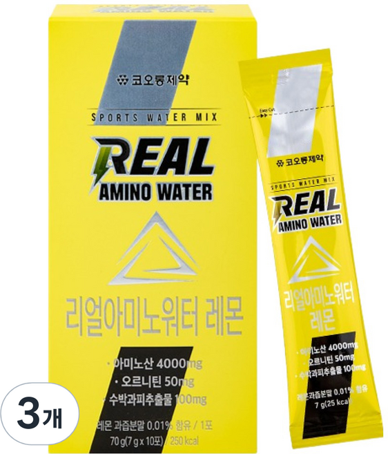 코오롱제약 NEW 리얼 아미노 워터 레몬 10p, 3개, 70g