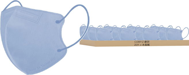 COMFIZ 康菲 3D醫療口罩 L, 冰晶藍, 20片, 1盒