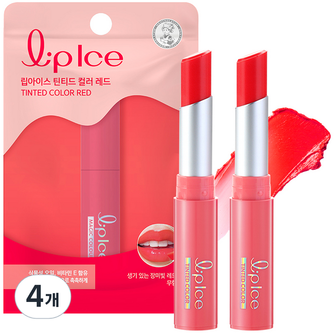 립아이스 멘소래담 틴티드 컬러 립밤, 레드, 2g, 4개