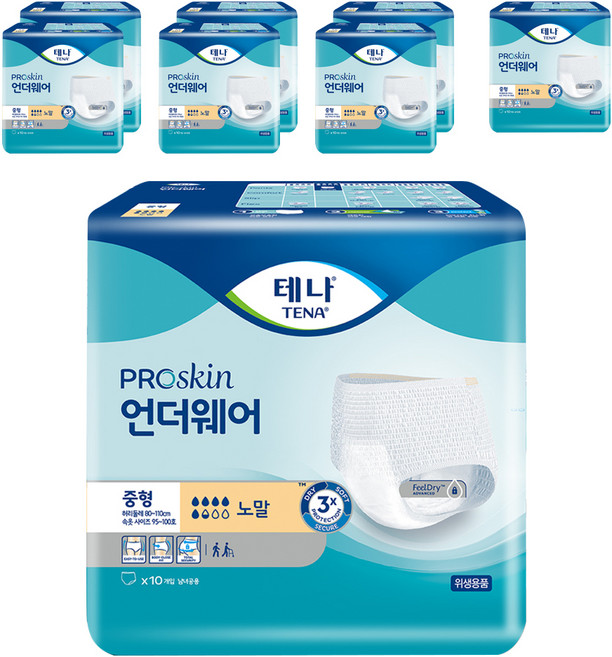 테나 남녀공용 언더웨어 노말 성인기저귀, 중형, 10개입, 8개