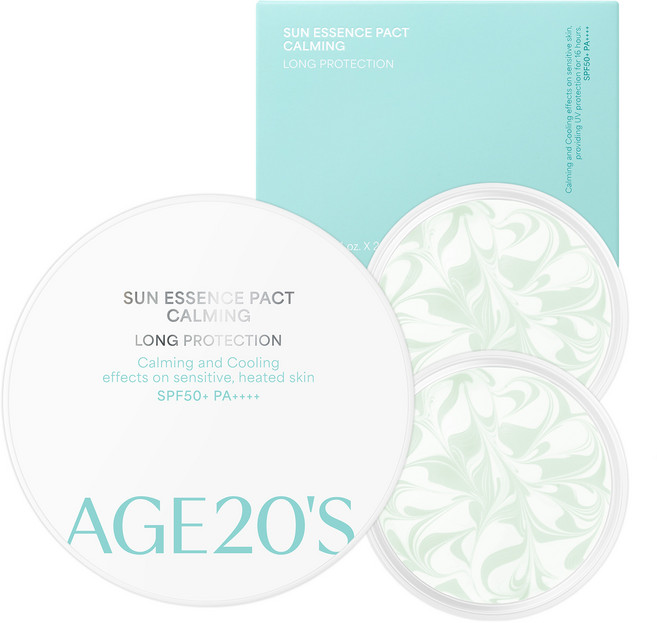에이지투웨니스 선 에센스 팩트 카밍 롱프로텍션 케이스 + 리필 2p SPF50+ PA++++ 세트, 12.5g, 1개