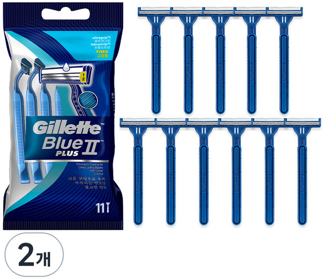 질레트 정품 블루2 플러스 센서티브 일회용 면도기, 11개입, 2개