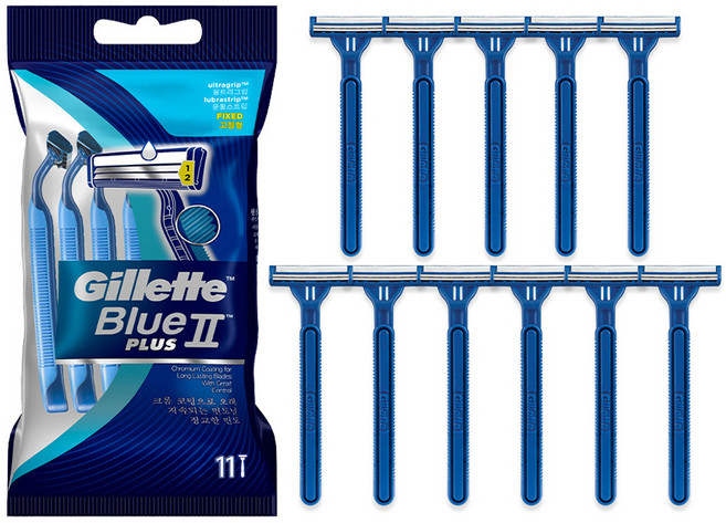 질레트 정품 블루2 플러스 센서티브 일회용 면도기, 11개입, 1개
