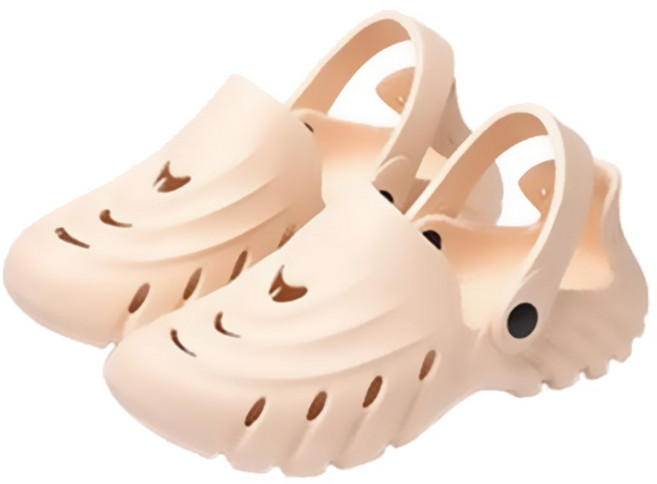 鏤空透氣包頭兩用洞洞花園鞋 卡其色 EVA材質, 41