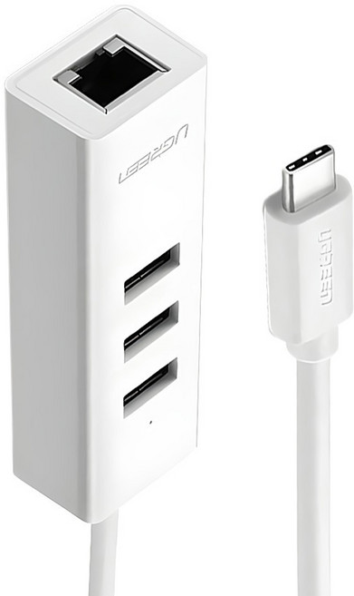 UGREEN 綠聯 Type-C集線器 3 Ports USB2.0 + 10/100Mps Converter, 白色, 1個