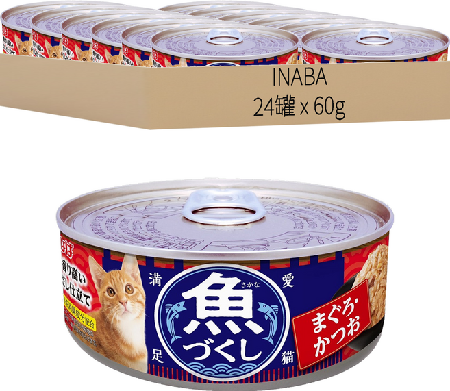 INABA 魚盛貓罐頭 IM-371, 鮪魚 + 鰹魚, 60g, 24罐
