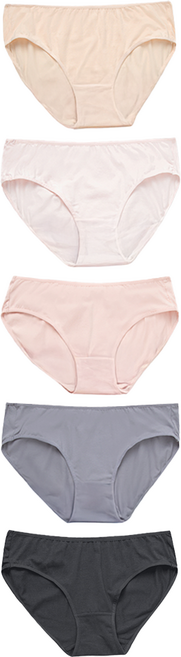 BASE ALPHA ESSENTIALS 女性日常棉質彈性內褲 5件組, 純棉素色
