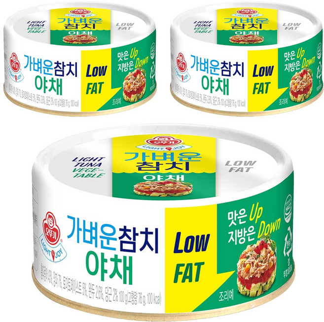 오뚜기 가벼운 참치 야채, 100g, 3개