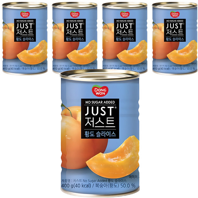 동원 황도 슬라이스 복숭아 통조림, 400g, 5개