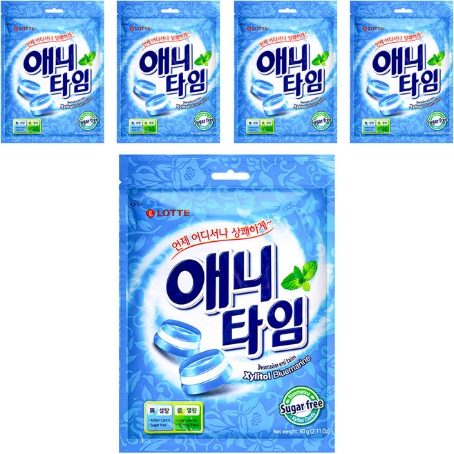 LOTTE 樂天 Anytime 薄荷三層糖, 60g, 5包