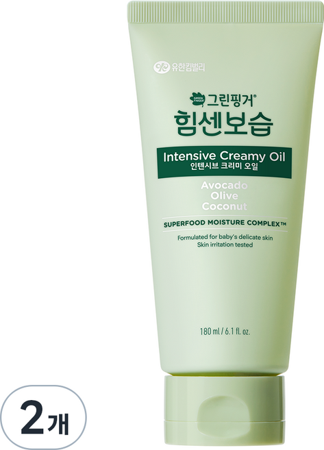그린핑거 힘센보습 인텐시브 크리미오일 유아 크림, 180ml, 2개