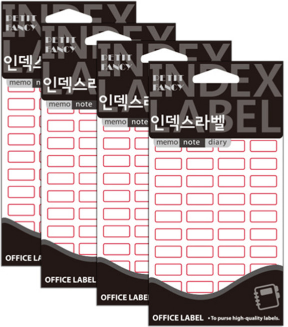 쁘띠팬시 일반 인덱스 라벨 견출지 20-211R, 빨강, 18개입, 4개