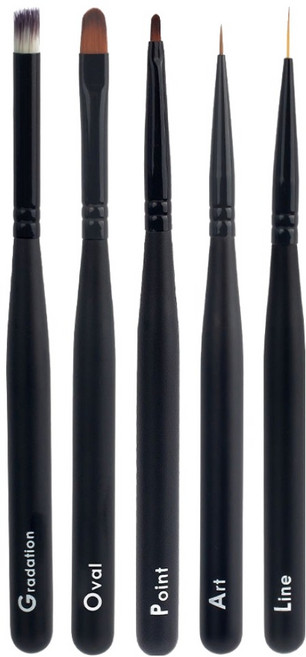 Jello Jello 柔順彩繪凝膠刷 5支入 指甲彩繪, 1組, 單色