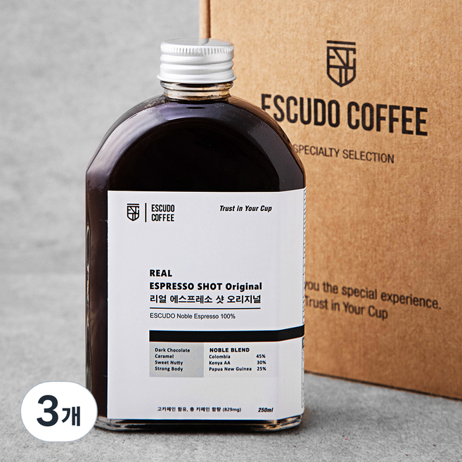 에스쿠도 리얼 에스프레소 샷 오리지널, 250ml, 3개