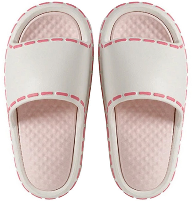 美美居家 輕盈舒適厚底室內拖鞋 3cm厚底 防滑鞋底 EVA材質, 粉白, 36~37