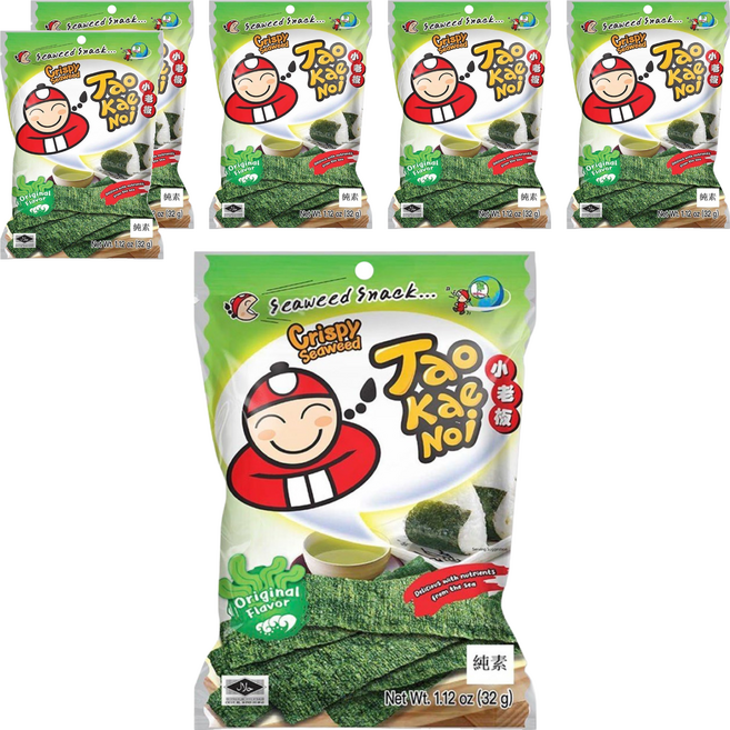 TAO KAE NOI 小老板 厚片海苔 原味, 32g, 6包