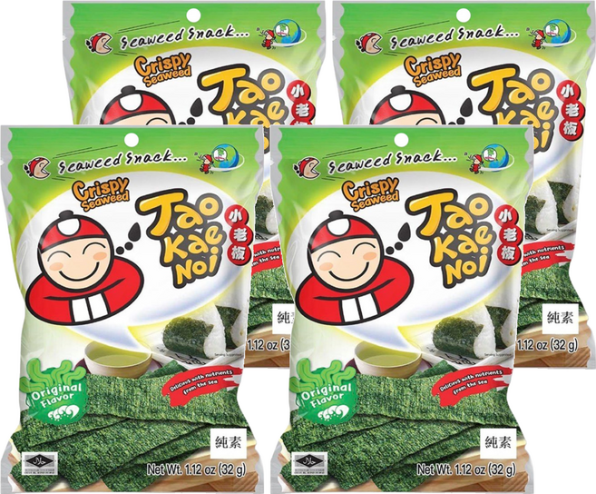 TAO KAE NOI 小老板 厚片海苔 原味, 32g, 4包