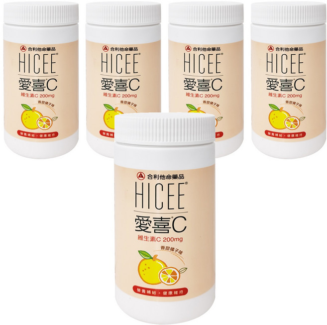 合利他命 HICEE 愛喜維生素C 口嚼錠 香甜橘子味 200mg, 60顆, 12g, 5罐