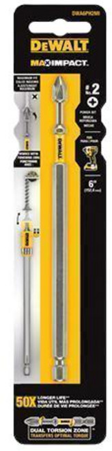 DEWALT 得偉 六角高扭力起子頭 DWA6PH2MI PH 2 x 152.4mm, 1支