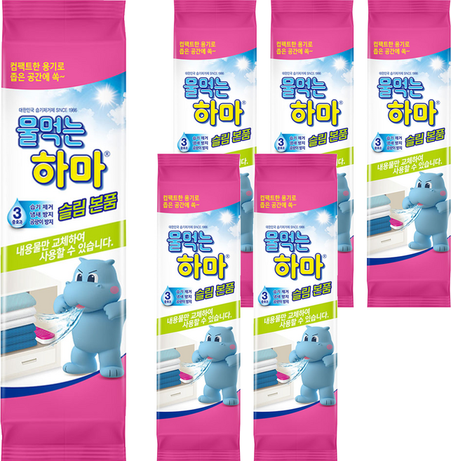 물먹는하마 습기제거제 슬림 본품, 150g, 6개