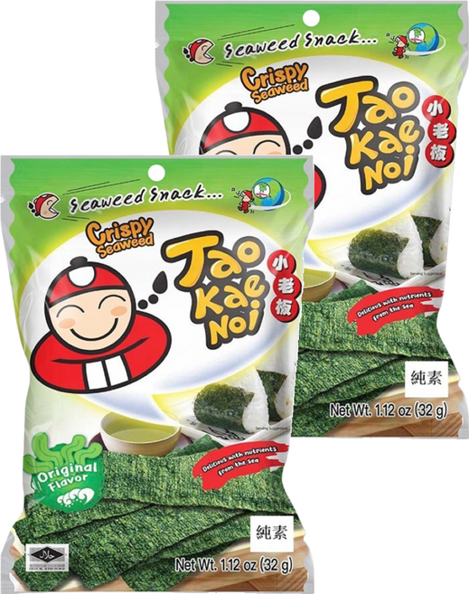 TAO KAE NOI 小老板 厚片海苔 原味, 32g, 2包