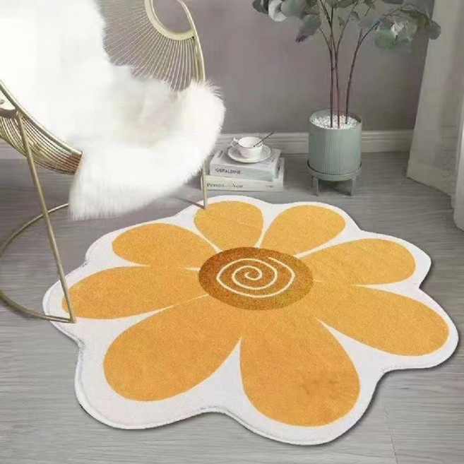 韓風插圖圓形仿羊絨地毯