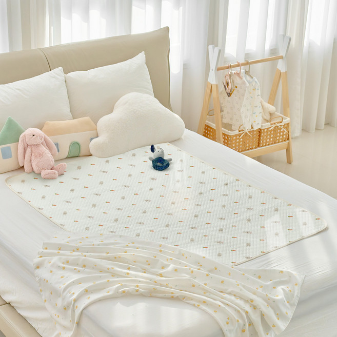 아가짱 듀라론 밤부 양면 아기 쿨 방수패드, 당근토끼, 1개