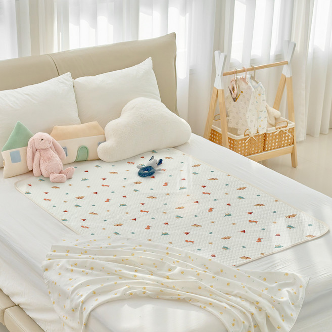 아가짱 듀라론 밤부 양면 아기 쿨 방수 패드, 공룡, 1개