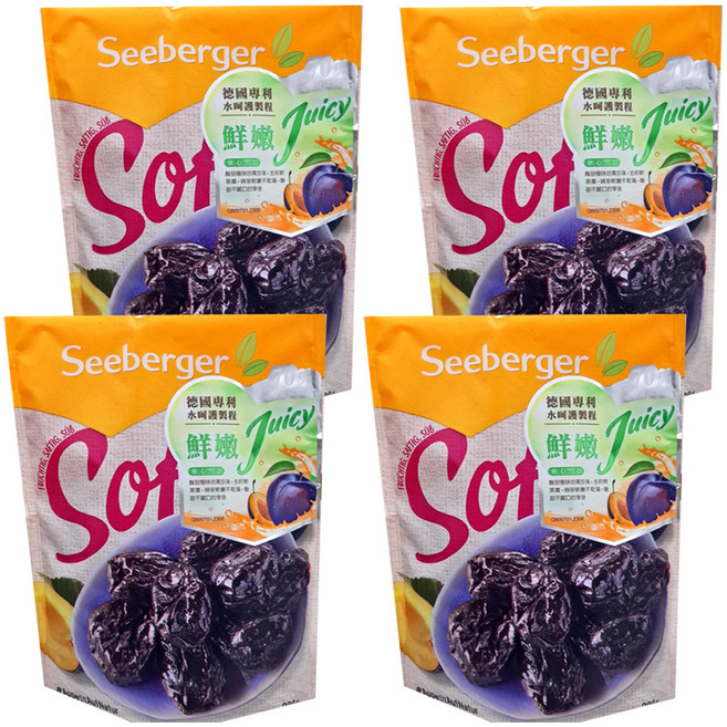 德國 Seeberger 天然去籽軟黑棗, 200g, 4包