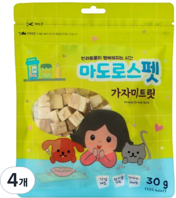 마도로스펫 반려동물 트릿, 가자미, 30g, 4개