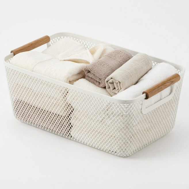 러블비 손잡이 다용도 욕실 주방 수납박스, 화이트, 1개