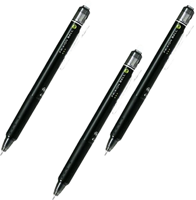 프릭션 노크식 중성펜 0.5mm, 블랙, 3개