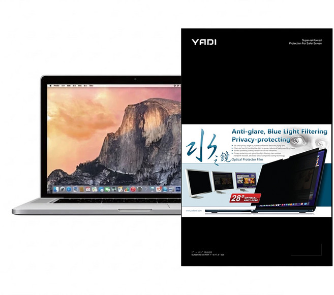 YADI 亞第 靜電吸附 水之鏡防窺片 13.6吋 Apple MacBook Air M2 A2681 2022 專用, 透明, 1個
