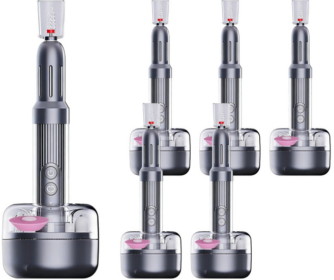 ANTIAN 電動美甲打磨機 便捷式指甲修護美甲機 去死皮拋光機 磨甲卸甲儀 自帶充電底座, 6個, 深灰色