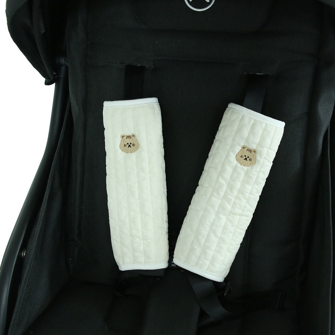 맘스포유 패브릭 100수 자수 누빔 유모차 안전벨트커버 L, 다다, 2개