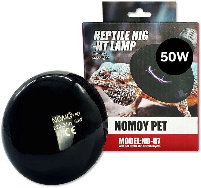 노모이펫 파충류 ND-07 나이트라이트 그로우 히팅램프 50W, 1개, 혼합색상