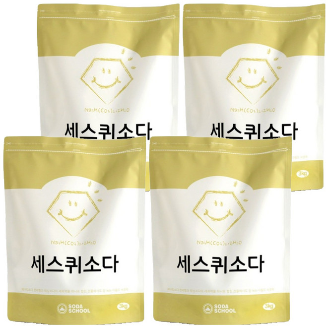 SODA SCHOOL 大容量倍半碳酸鈉清潔劑, 4個, 3kg