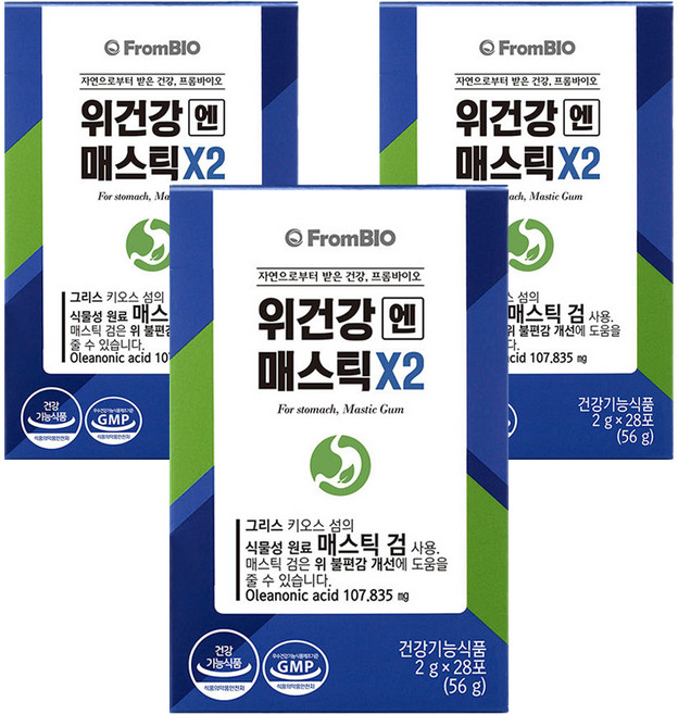 프롬바이오 정품 위건강엔 매스틱X2, 56g, 3개