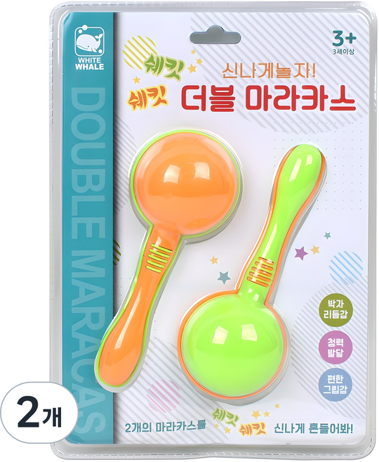 白鯨雙響沙鈴樂器玩具, 混色, 2個