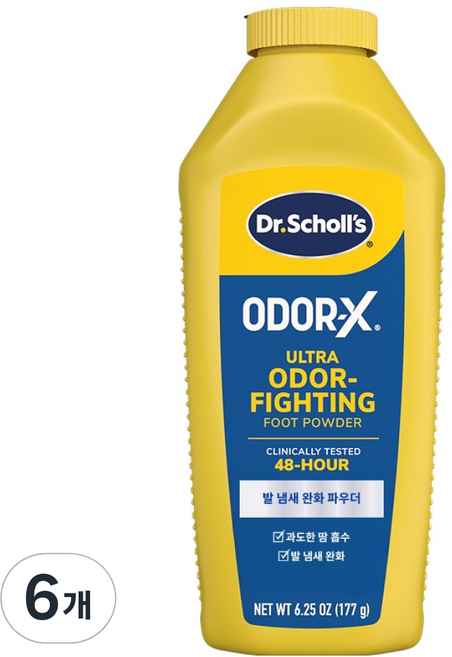 Dr. Scholl's 爽健 ODOR-X 氣味緩解足部爽身粉, 177g, 1入, 6個