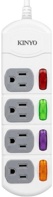 Kinyo 延長線 4開4孔 CG1446, 1.8m, 白色, 1個