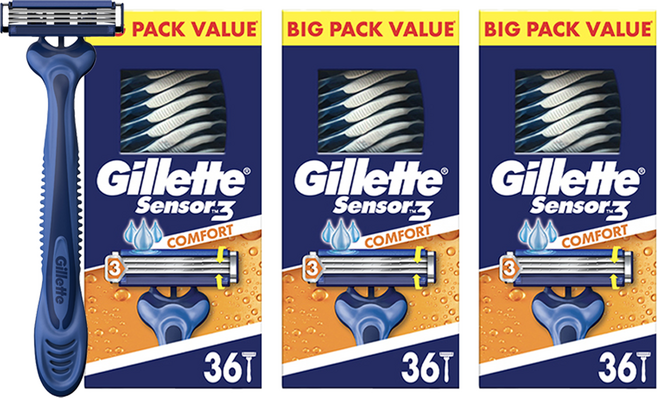 질레트 센서3 일회용 면도기, 36개입, 3개