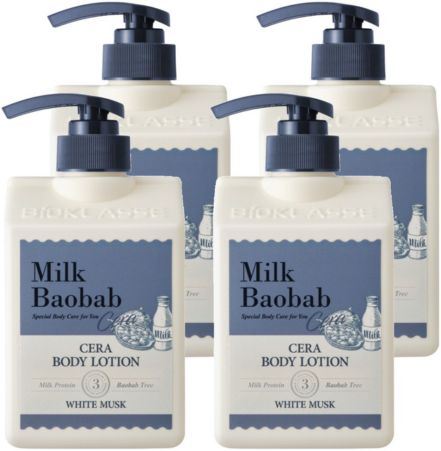밀크바오밥 세라 바디로션 화이트머스크향, 600ml, 4개