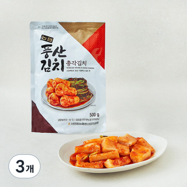 풍산김치 농협 총각김치, 500g, 3개
