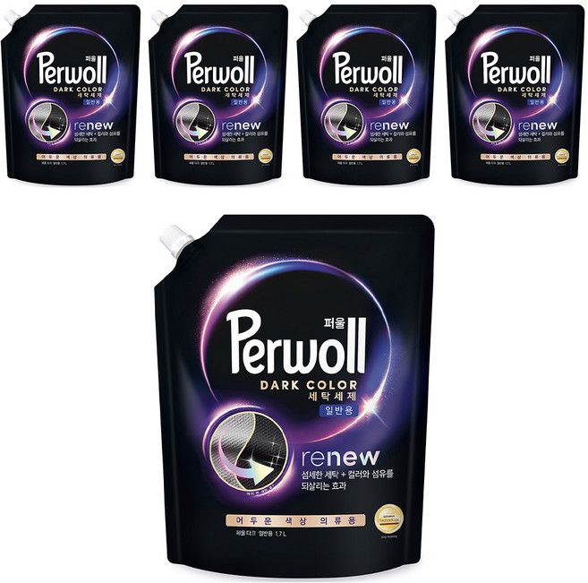 퍼울 다크 일반용 세탁세제 리필, 1.7L, 5개