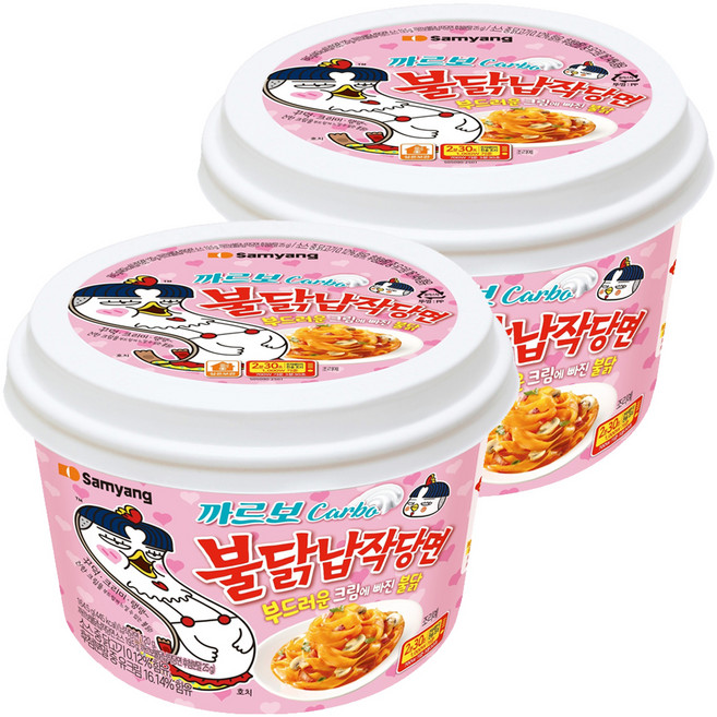 불닭 납작당면 까르보 164.5g, 2개