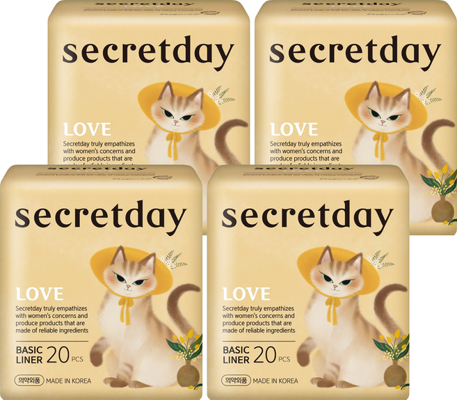 시크릿데이 러브 팬티라이너 에이, 일반, 20개입, 4개