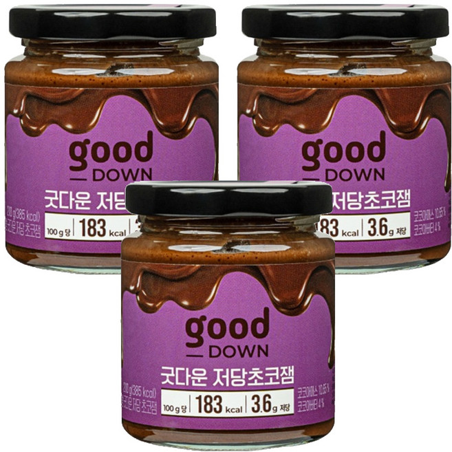 그림의빵 굿다운 저당 초코잼, 210g, 3개