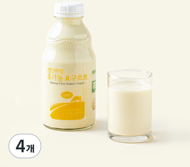 범산목장 유기가공식품인증 단호박 요구르트, 450ml, 4개